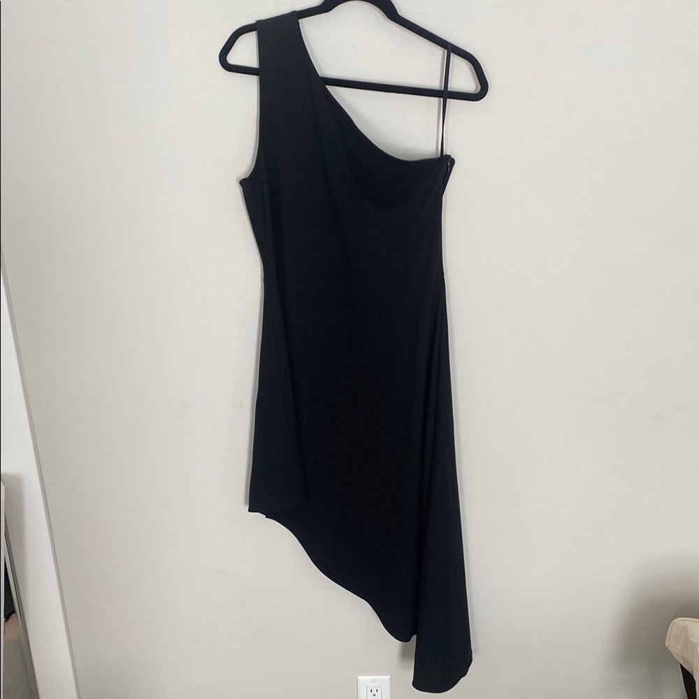 COS Black Asymmetrical One-Shoulder Cocktail Dress